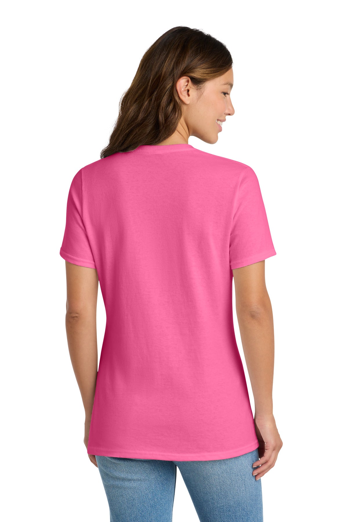Custom Embroidered Port & Co T-Shirts  in Neon Pink