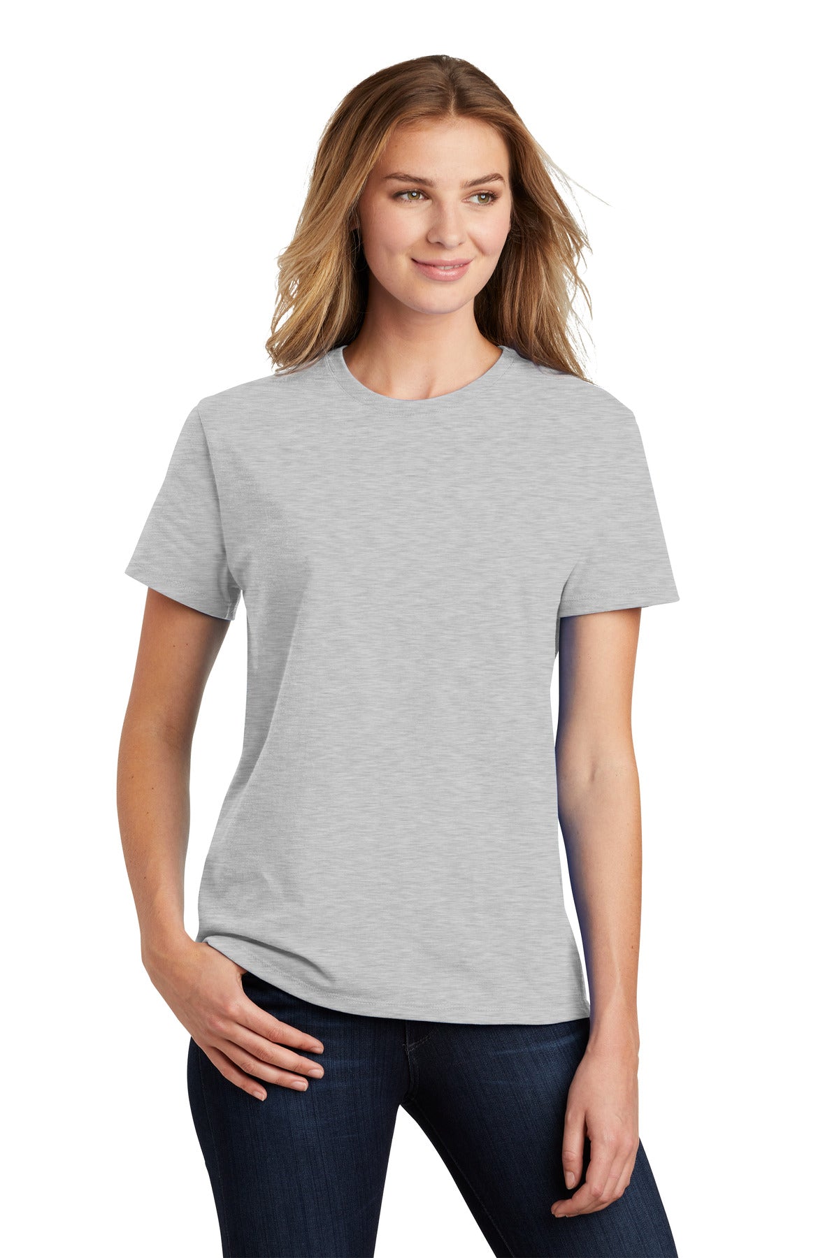 Custom Embroidered Port & Co T-Shirts  in Ash