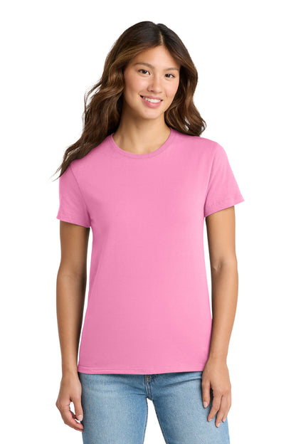 Custom Embroidered Port & Co T-Shirts  in Candy Pink
