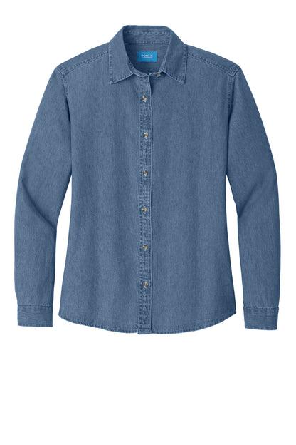Custom Embroidered Port & Co Clothing Tops in Faded Blue