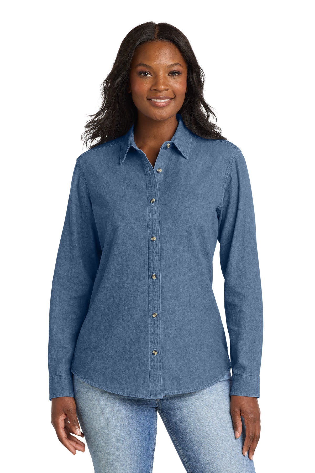 Custom Embroidered Port & Co Clothing Tops in Faded Blue