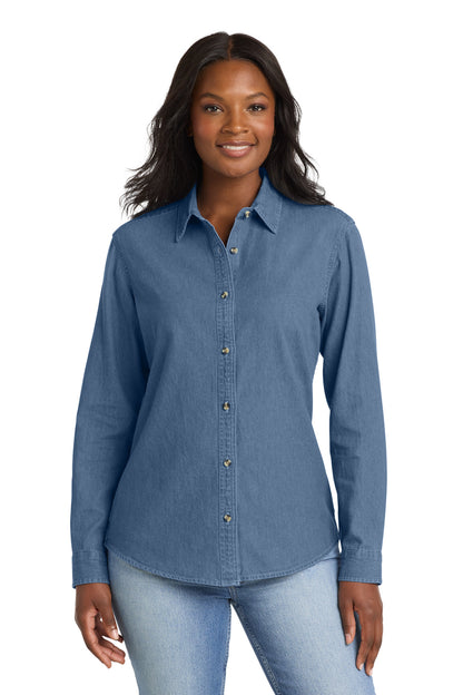 Custom Embroidered Port & Co Clothing Tops in Faded Blue