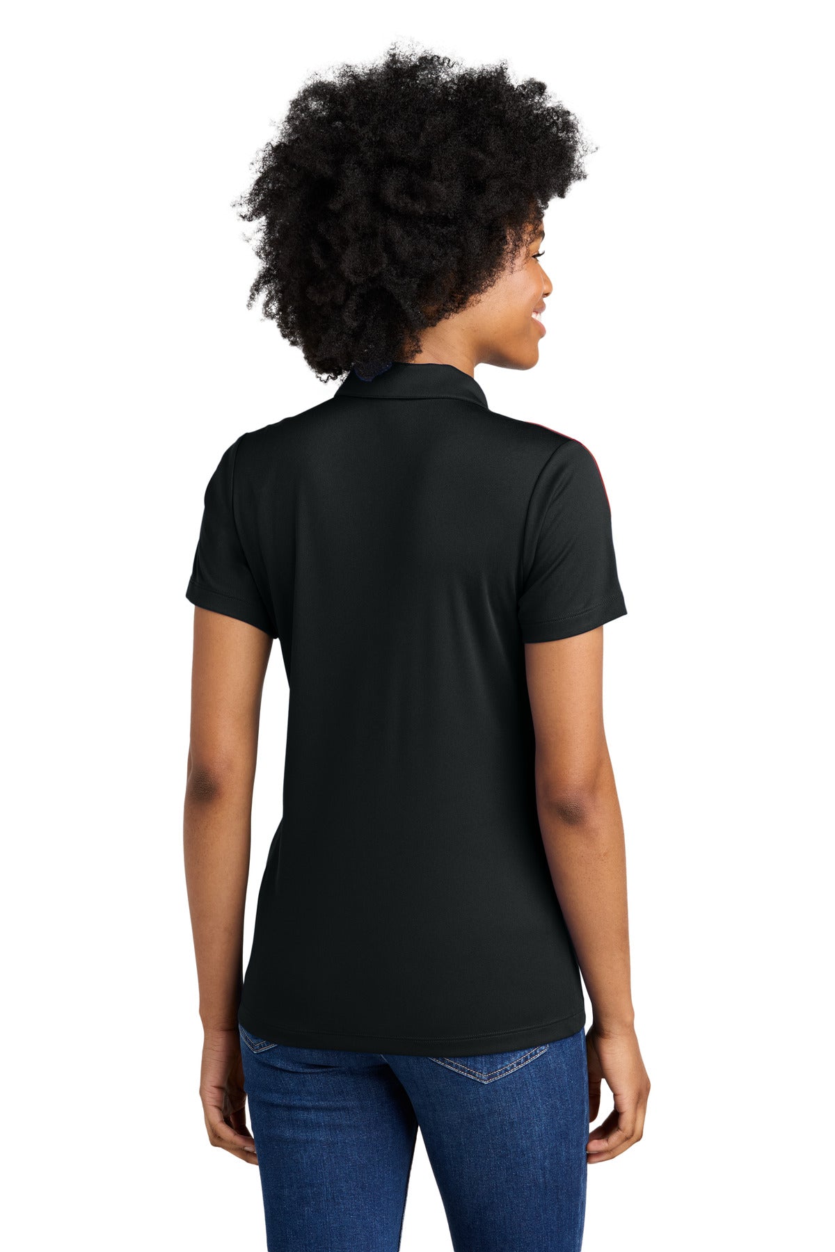 Custom Embroidered Sport-Tek Women's Competitor United Polo LST104,Black/ Deep Red