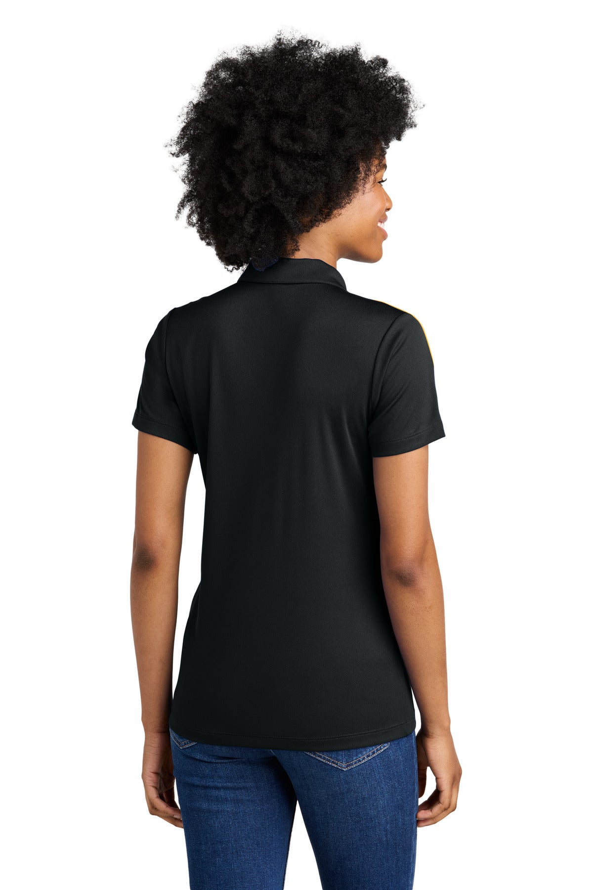 Custom Embroidered Sport-Tek Women's Competitor United Polo LST104,Black/ Gold