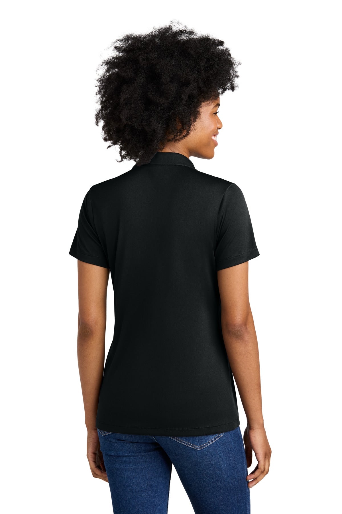 Custom Embroidered Sport-Tek Women's Competitor United Polo LST104,Black/ White