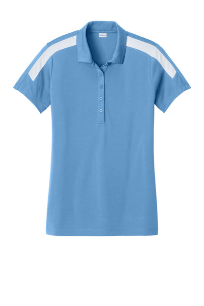 Sport-Tek Women's Competitor United Polo LST104 Carolina Blue/ White