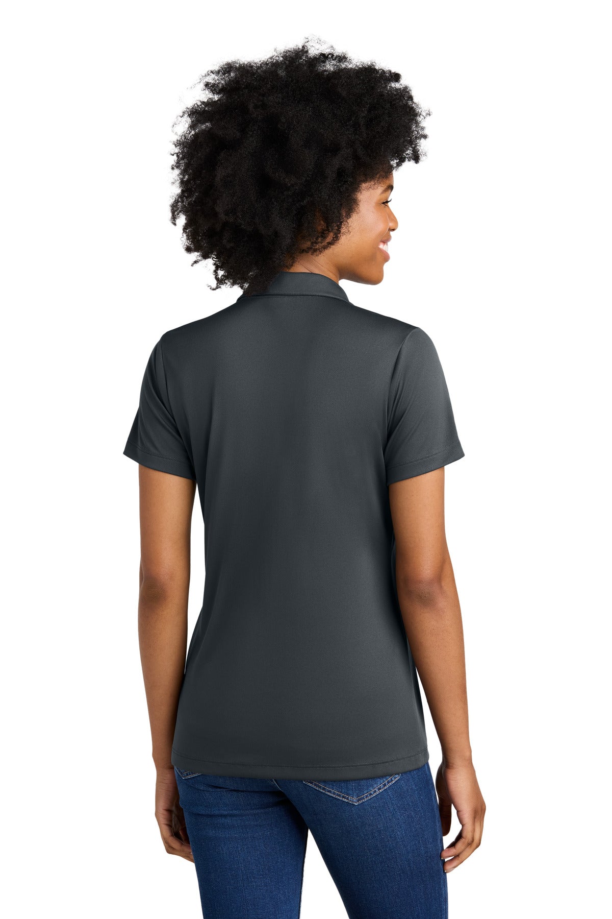 Custom Embroidered Sport-Tek Women's Competitor United Polo LST104,Iron Grey/ White
