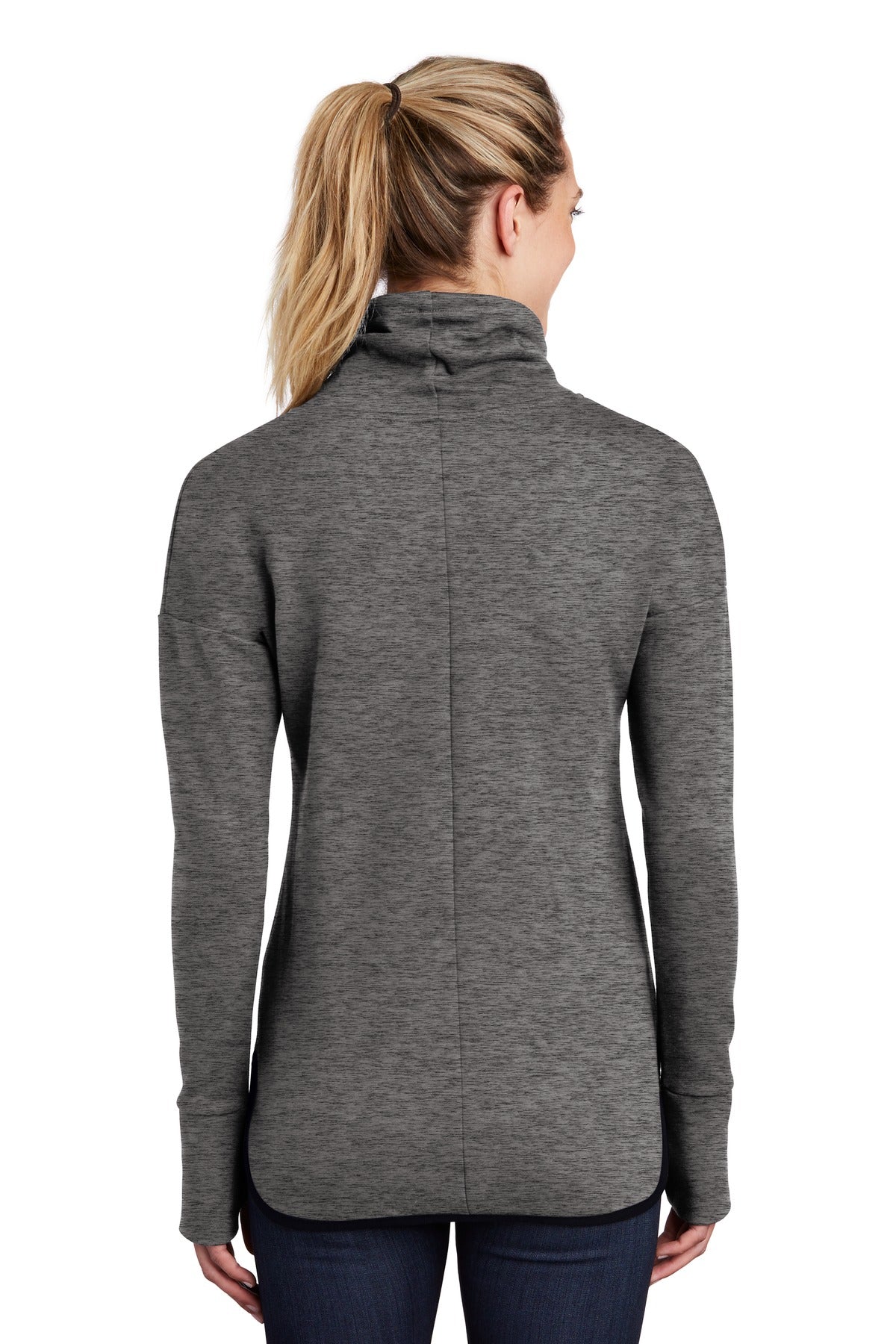 Custom Embroidered Sport-Tek Women's Triumph Cowl Neck Pullover LST280,Dark Grey Heather