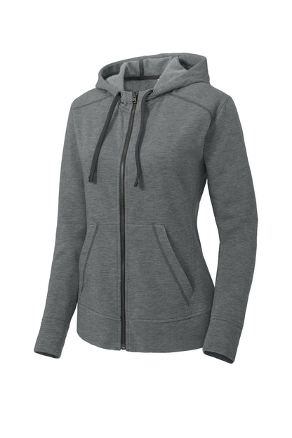 Sport-Tek  Women's PosiCharge  Tri-Blend Wicking Fleece Full-Zip Hooded Jacket LST293