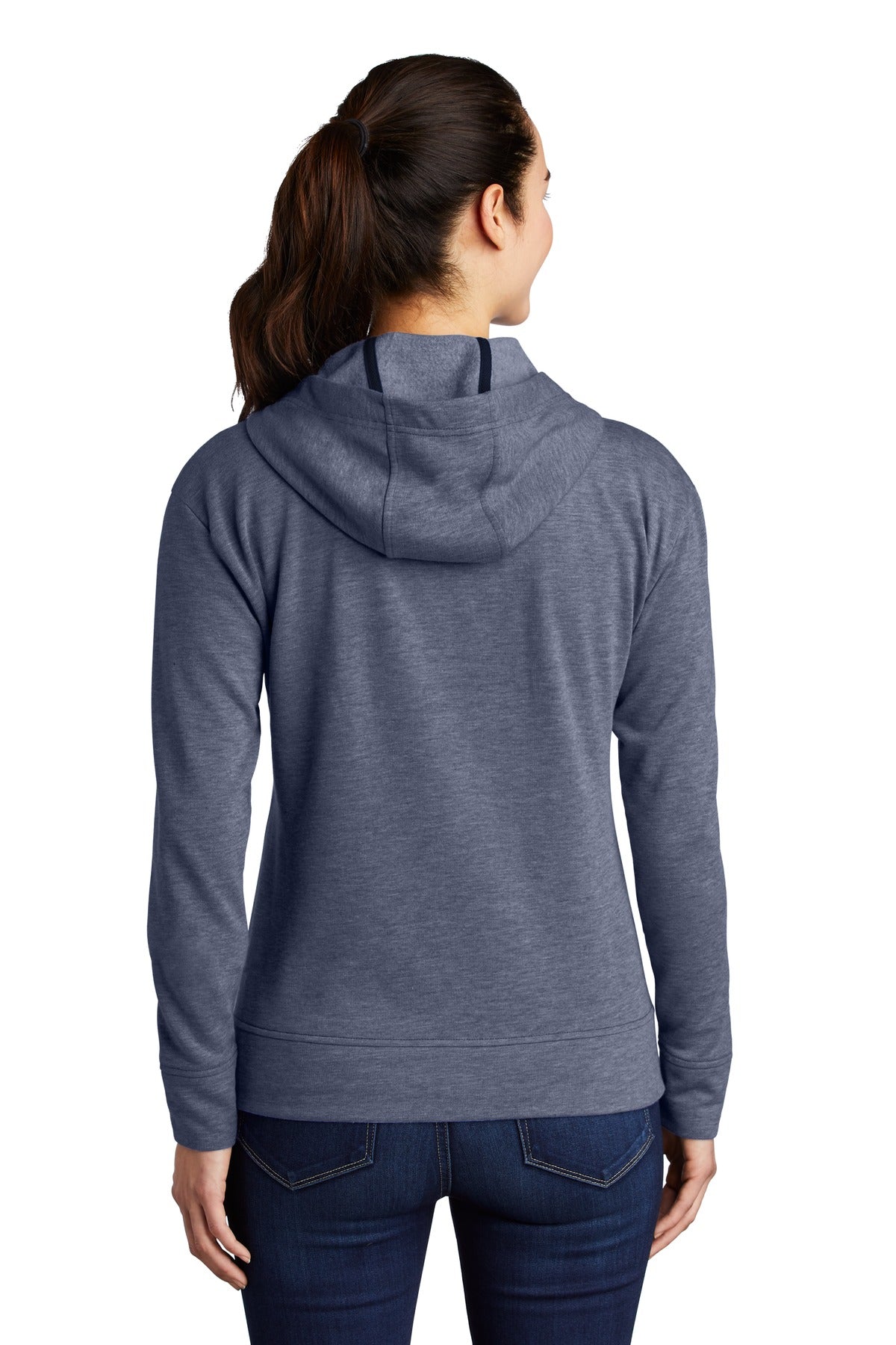 Custom Embroidered Sport-Tek  Women's PosiCharge  Tri-Blend Wicking Fleece Full-Zip Hooded Jacket LST293,True Navy Heather
