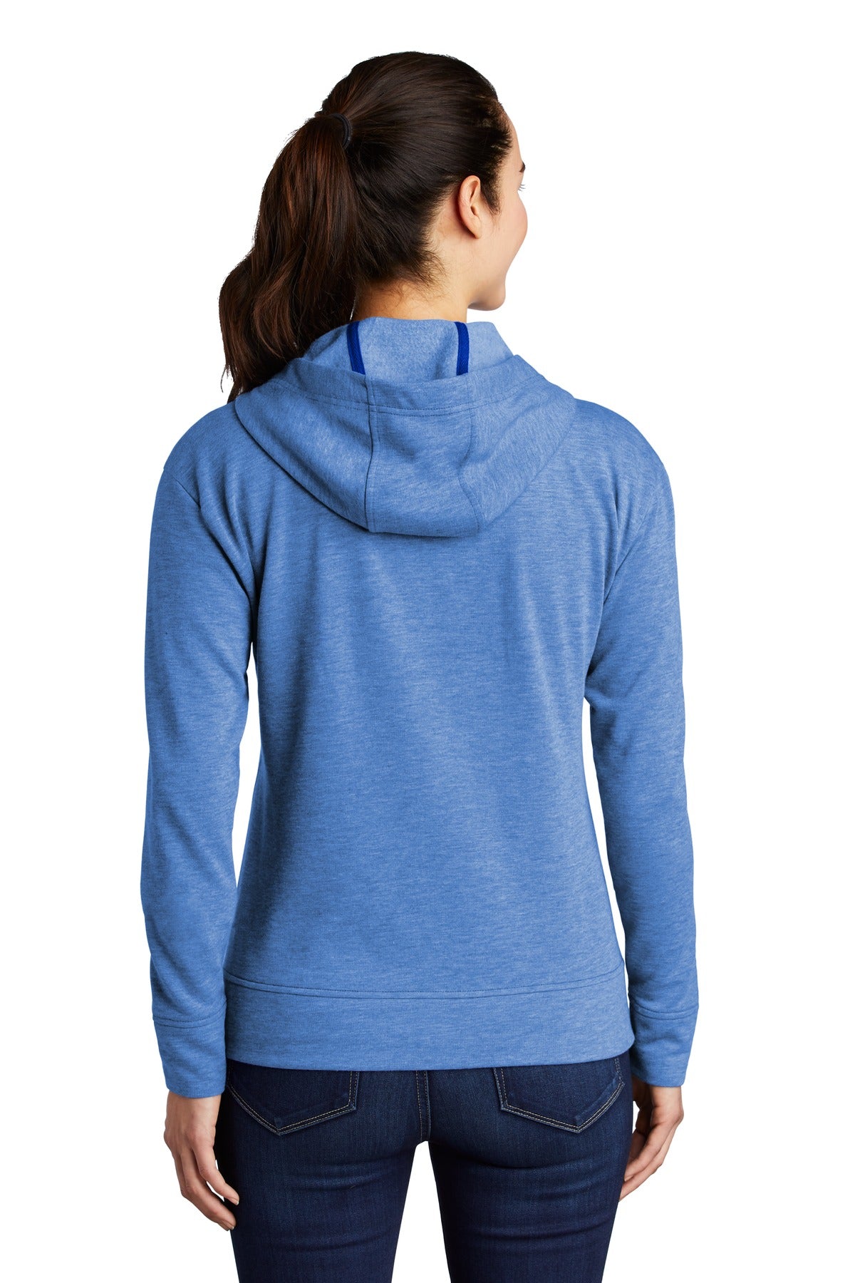 Custom Embroidered Sport-Tek  Women's PosiCharge  Tri-Blend Wicking Fleece Full-Zip Hooded Jacket LST293,True Royal Heather