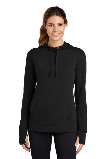 Sport-Tek  Women's PosiCharge  Tri-Blend Wicking Fleece Hooded Pullover. LST296