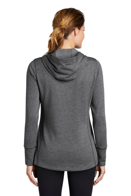 Custom Embroidered Sport-Tek  Women's PosiCharge  Tri-Blend Wicking Fleece Hooded Pullover. LST296,Dark Grey Heather