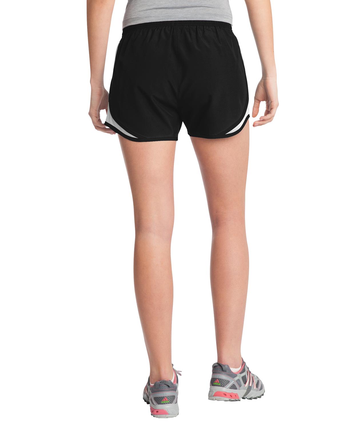 Custom Embroidered Sport-Tek Women's Cadence Short. LST304,Black/ White/ Black