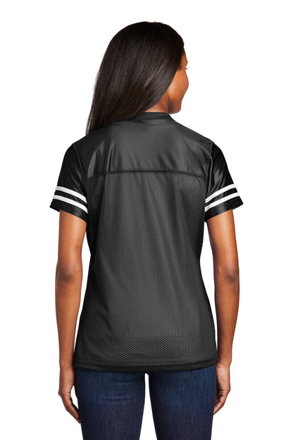 Custom Embroidered Sport-Tek Women's PosiCharge Replica Jersey. LST307,Black/ White