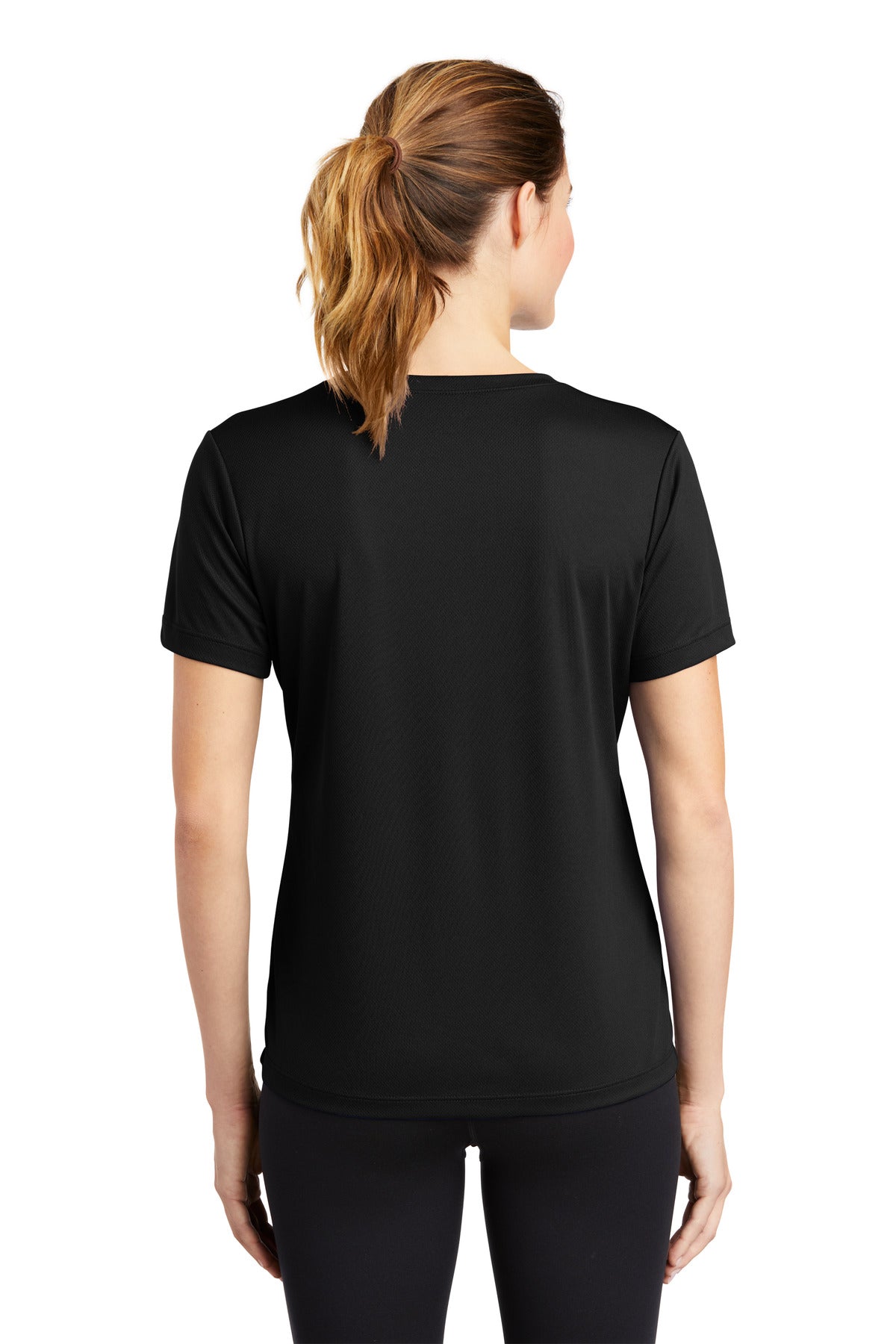 Custom Embroidered Sport-Tek Women's PosiCharge RacerMesh V-Neck Tee. LST340,Black