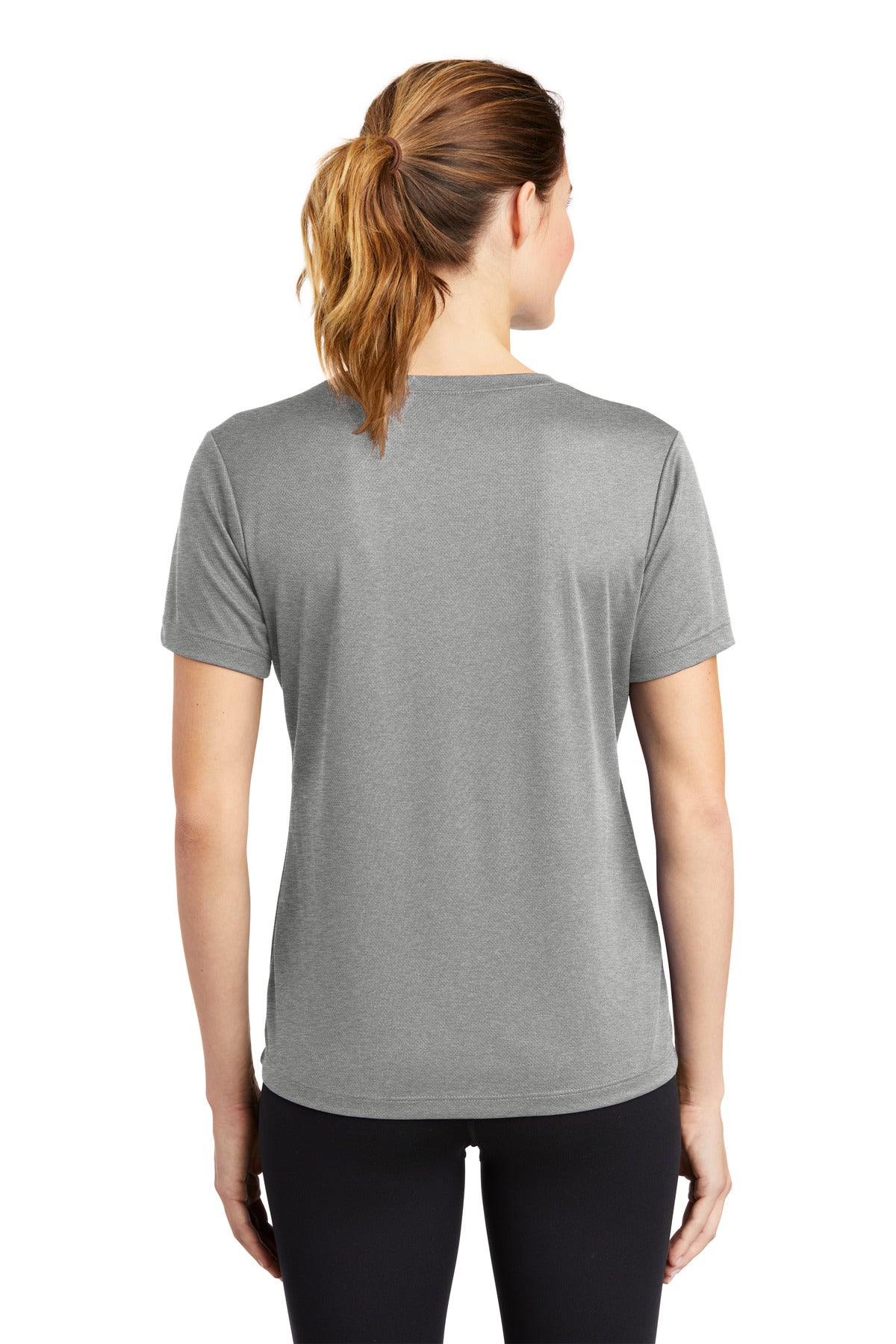 Custom Embroidered Sport-Tek Women's PosiCharge RacerMesh V-Neck Tee. LST340,Grey Heather