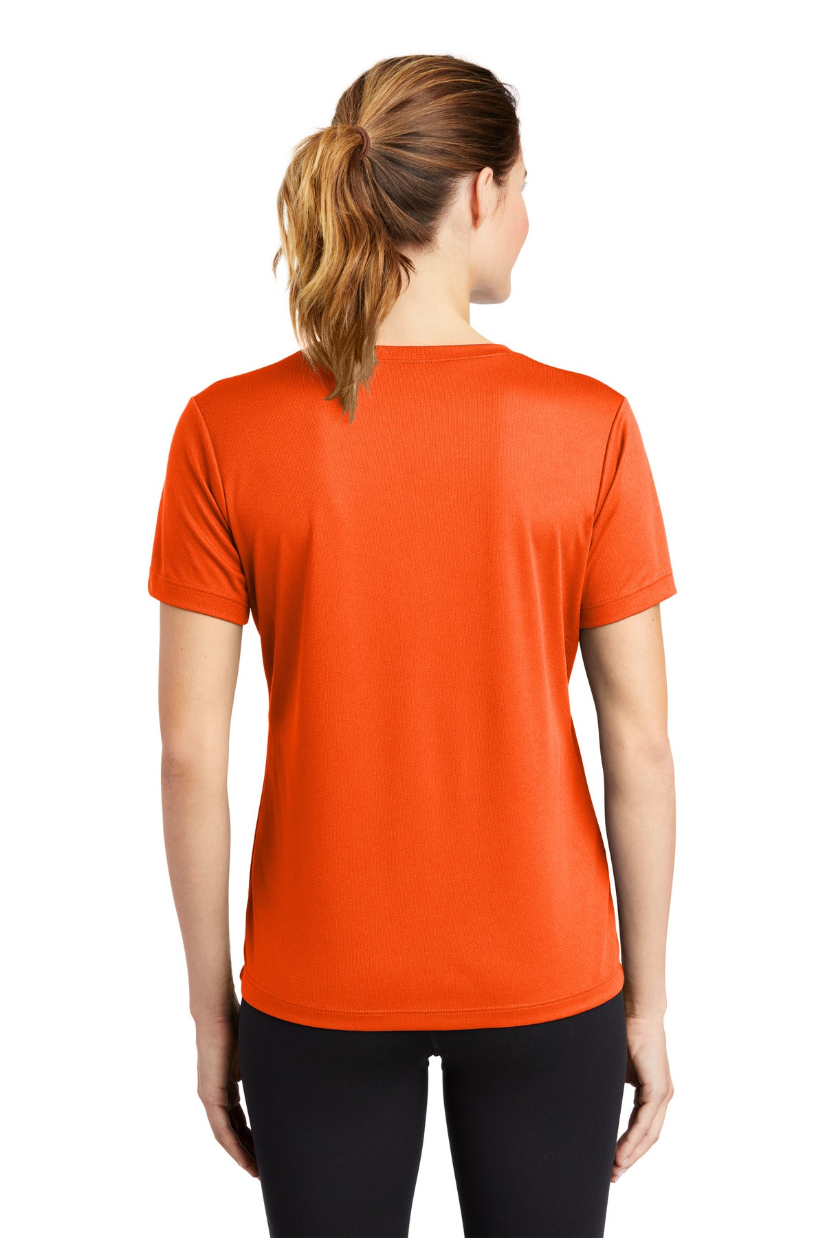 Custom Embroidered Sport-Tek Women's PosiCharge RacerMesh V-Neck Tee. LST340,Neon Orange