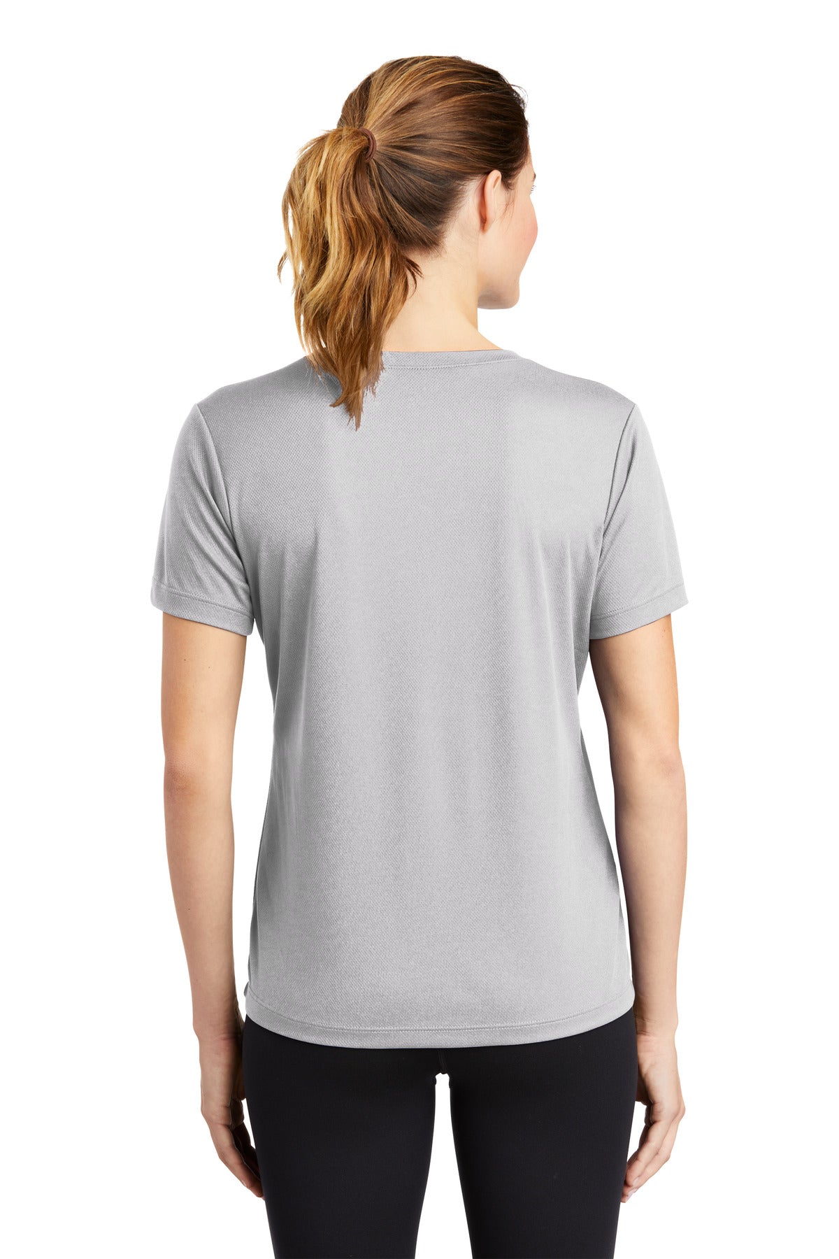 Custom Embroidered Sport-Tek Women's PosiCharge RacerMesh V-Neck Tee. LST340,Silver