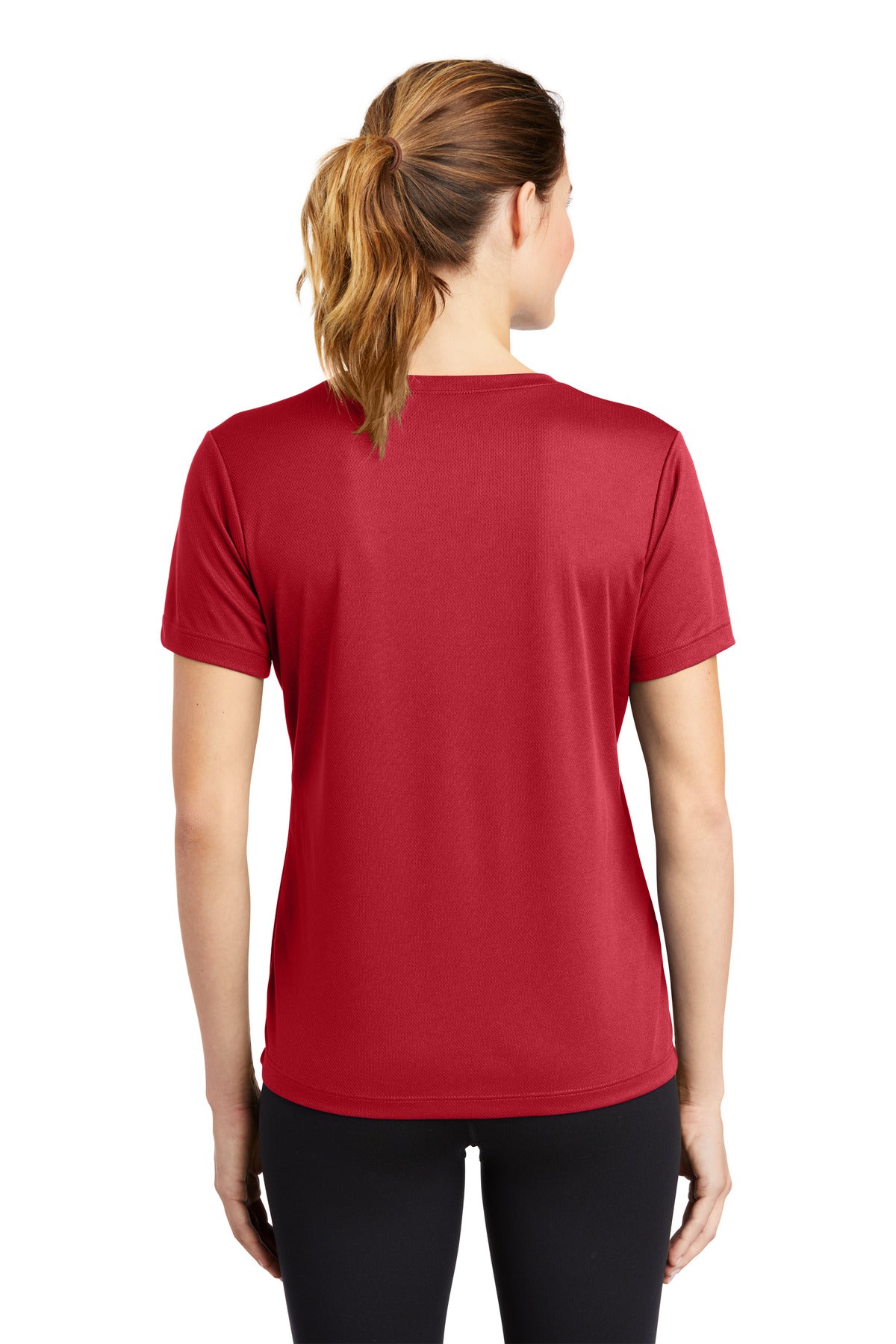 Custom Embroidered Sport-Tek Women's PosiCharge RacerMesh V-Neck Tee. LST340,True Red