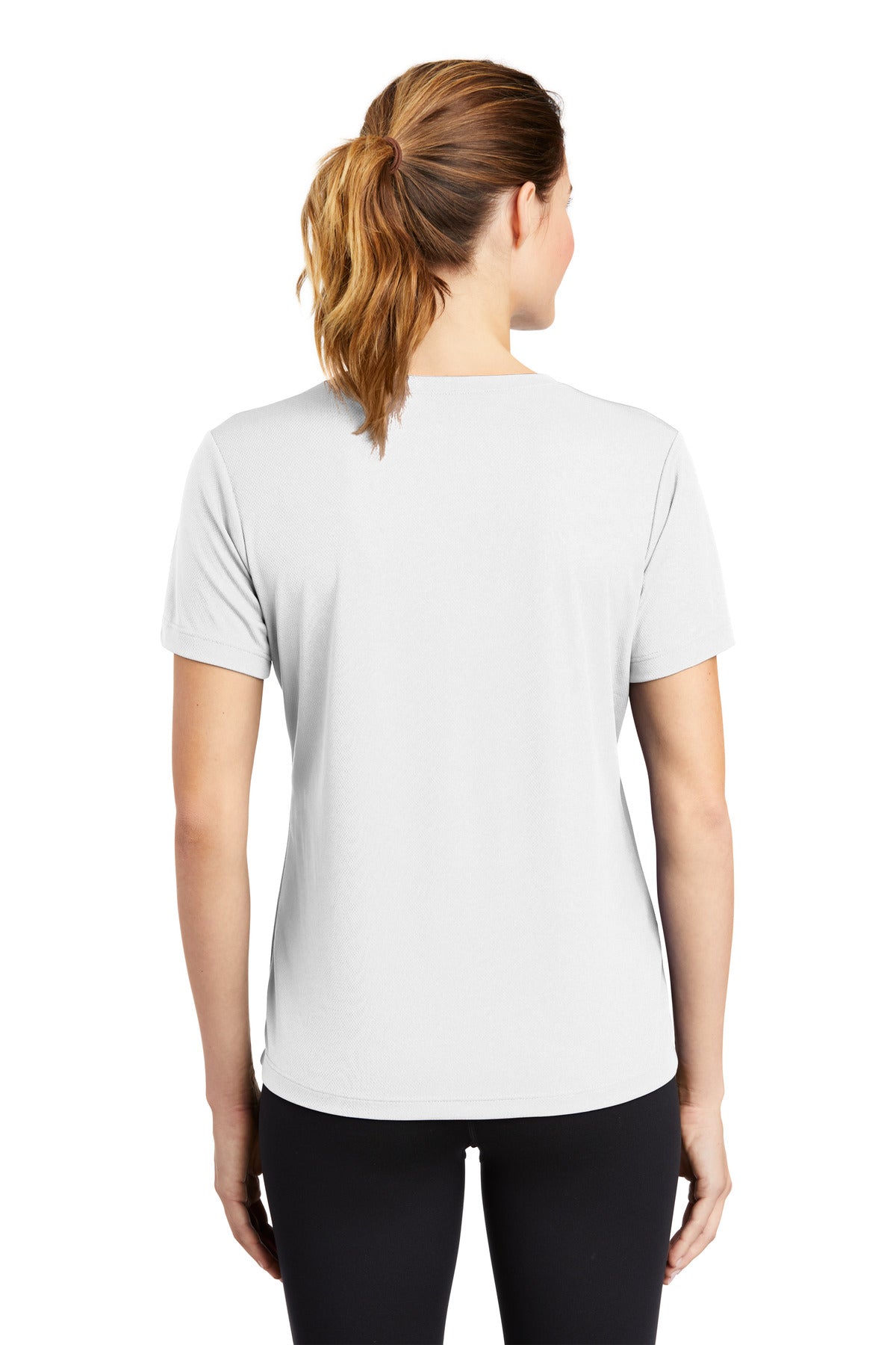 Custom Embroidered Sport-Tek Women's PosiCharge RacerMesh V-Neck Tee. LST340,White
