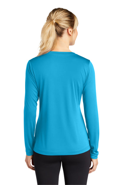 Custom Embroidered Sport-Tek Women's Long Sleeve PosiCharge Competitor V-Neck Tee. LST353LS,Atomic Blue