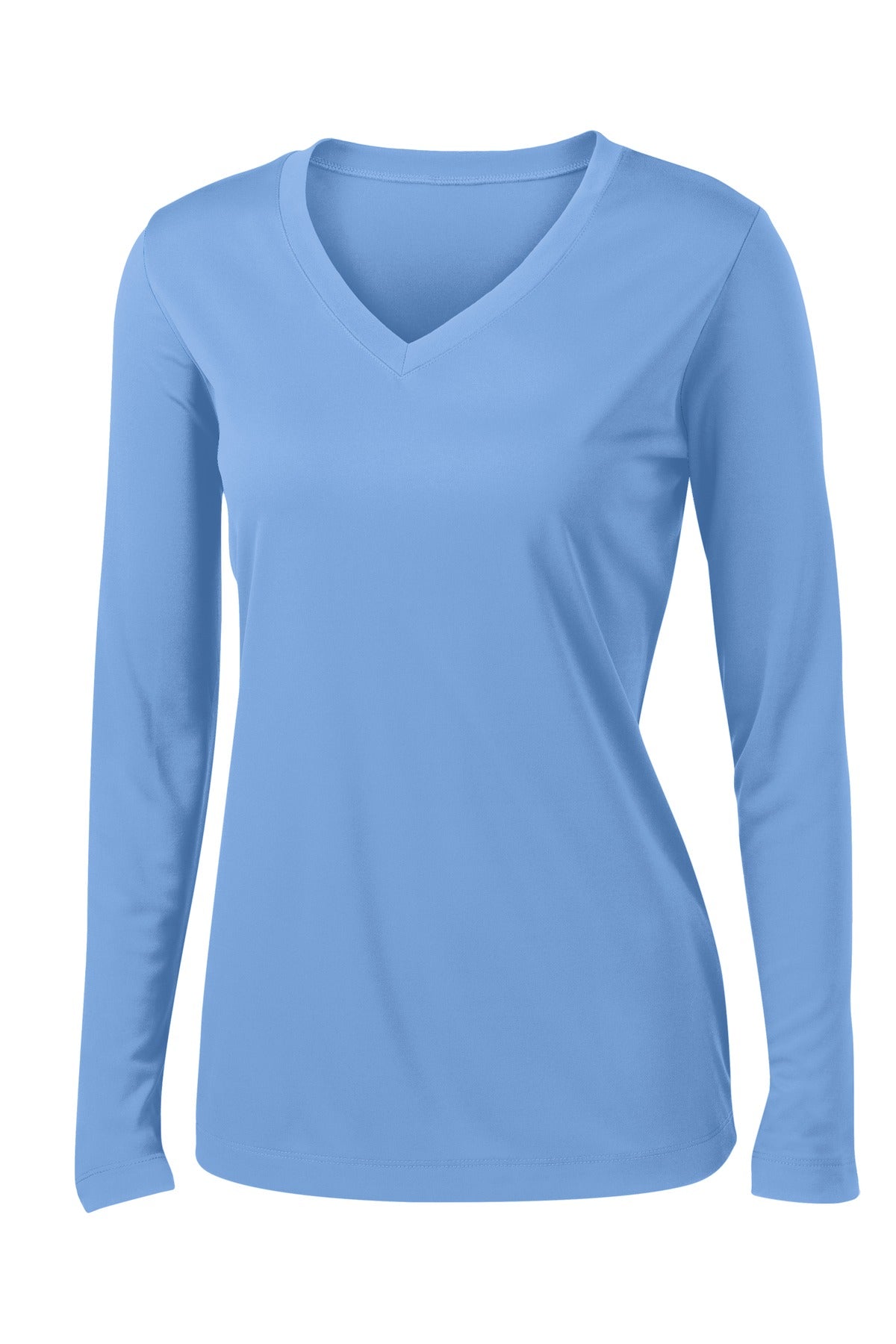 Sport-Tek Women's Long Sleeve PosiCharge Competitor V-Neck Tee. LST353LS Carolina Blue