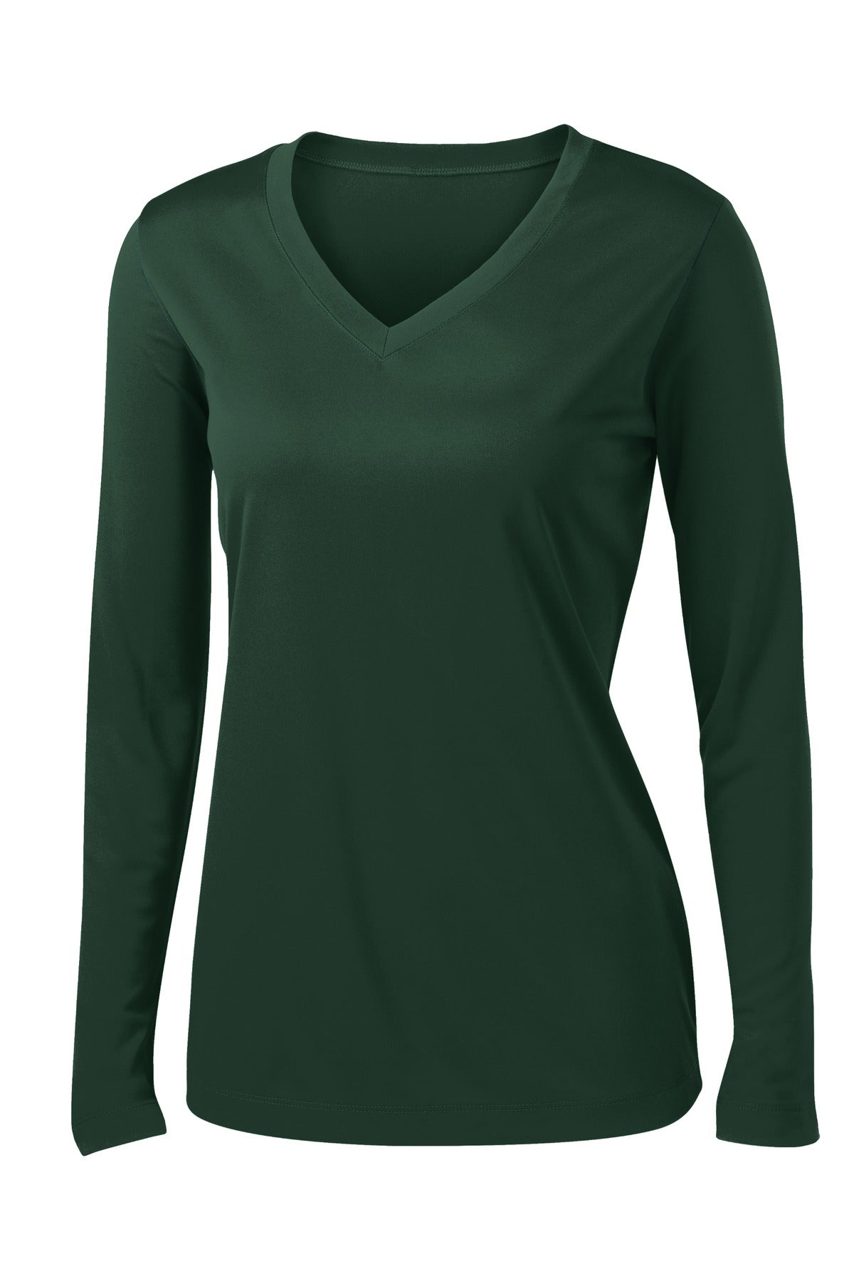 Sport-Tek Women's Long Sleeve PosiCharge Competitor V-Neck Tee. LST353LS Forest Green