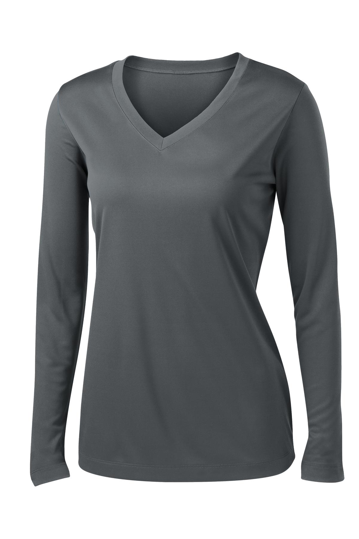 Sport-Tek Women's Long Sleeve PosiCharge Competitor V-Neck Tee. LST353LS Iron Grey