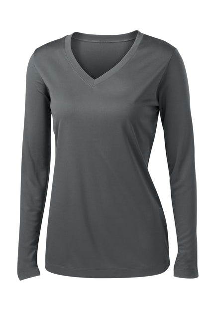 Sport-Tek Women's Long Sleeve PosiCharge Competitor V-Neck Tee. LST353LS Iron Grey