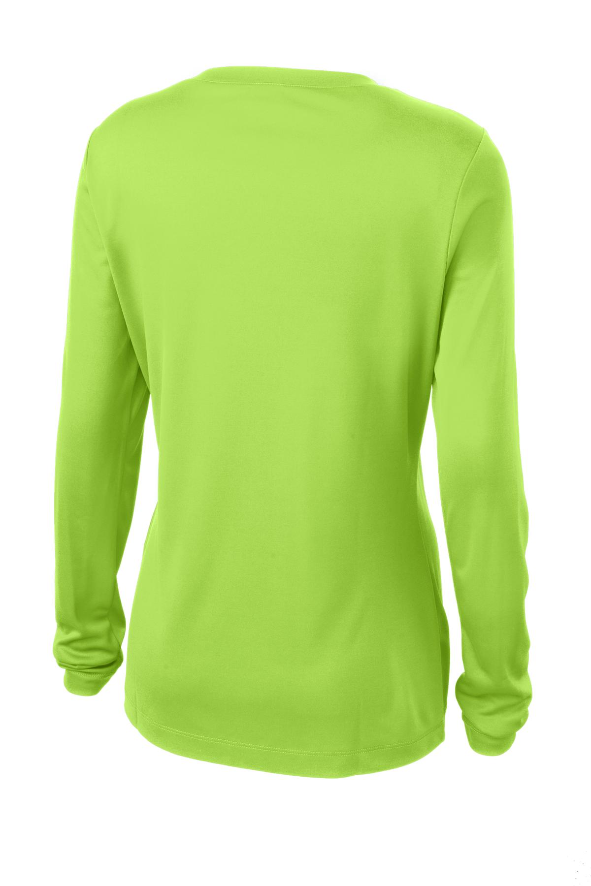 Sport-Tek Women's Long Sleeve PosiCharge Competitor V-Neck Tee. LST353LS Lime Shock