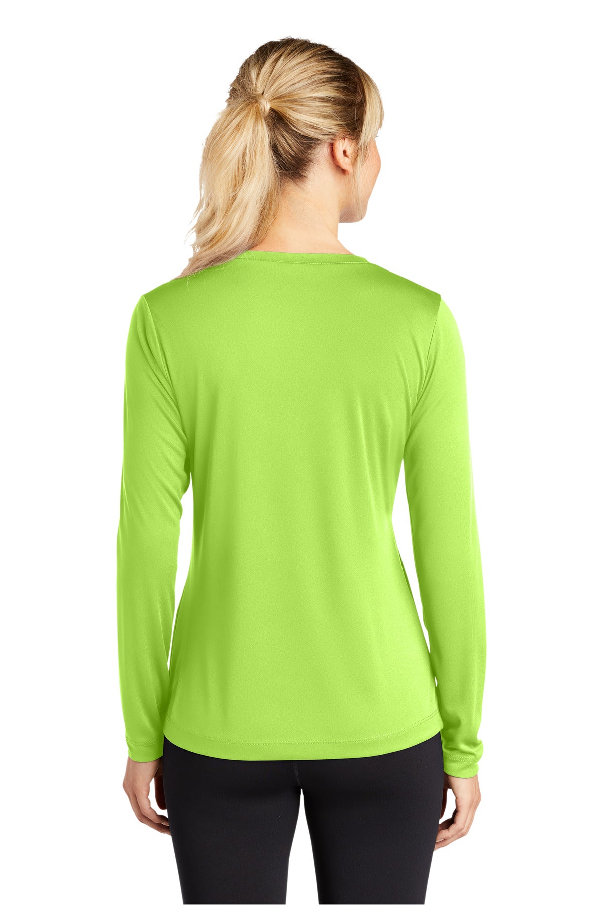 Custom Embroidered Sport-Tek Women's Long Sleeve PosiCharge Competitor V-Neck Tee. LST353LS,Lime Shock