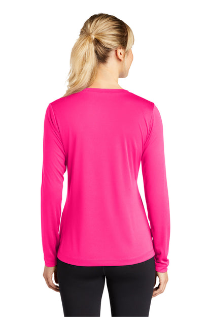Custom Embroidered Sport-Tek Women's Long Sleeve PosiCharge Competitor V-Neck Tee. LST353LS,Neon Pink