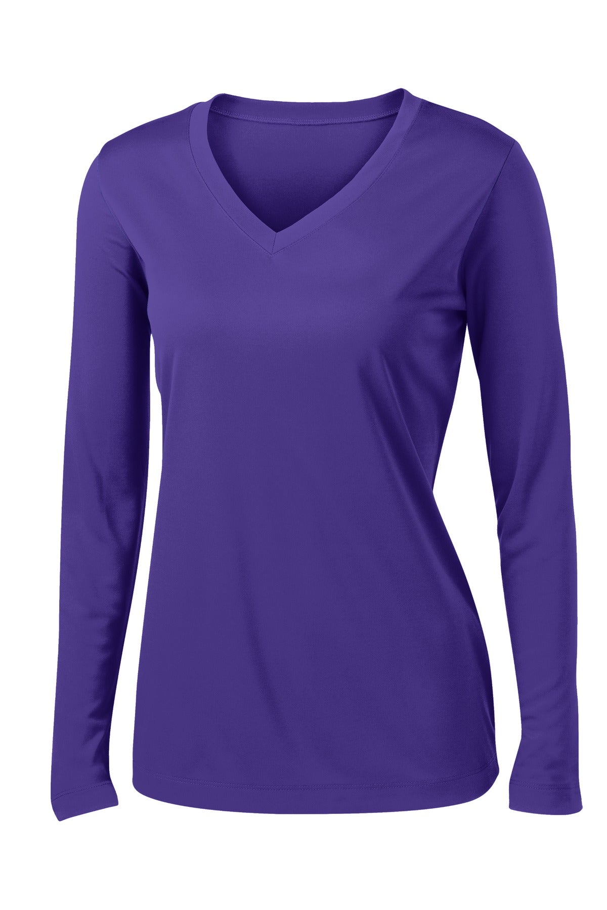 Sport-Tek Women's Long Sleeve PosiCharge Competitor V-Neck Tee. LST353LS Purple