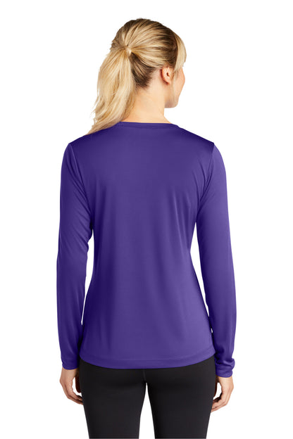 Custom Embroidered Sport-Tek Women's Long Sleeve PosiCharge Competitor V-Neck Tee. LST353LS,Purple