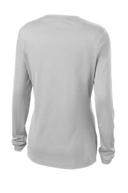 Sport-Tek Women's Long Sleeve PosiCharge Competitor V-Neck Tee. LST353LS Silver