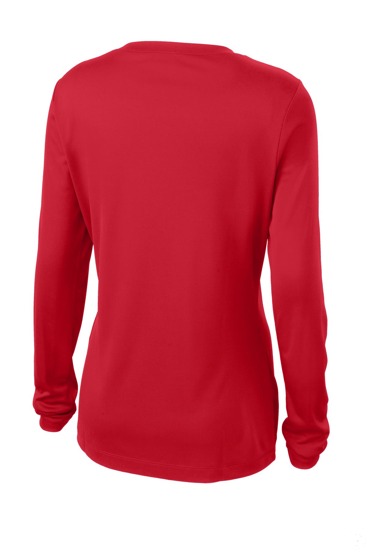 Sport-Tek Women's Long Sleeve PosiCharge Competitor V-Neck Tee. LST353LS True Red