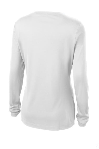 Sport-Tek Women's Long Sleeve PosiCharge Competitor V-Neck Tee. LST353LS White