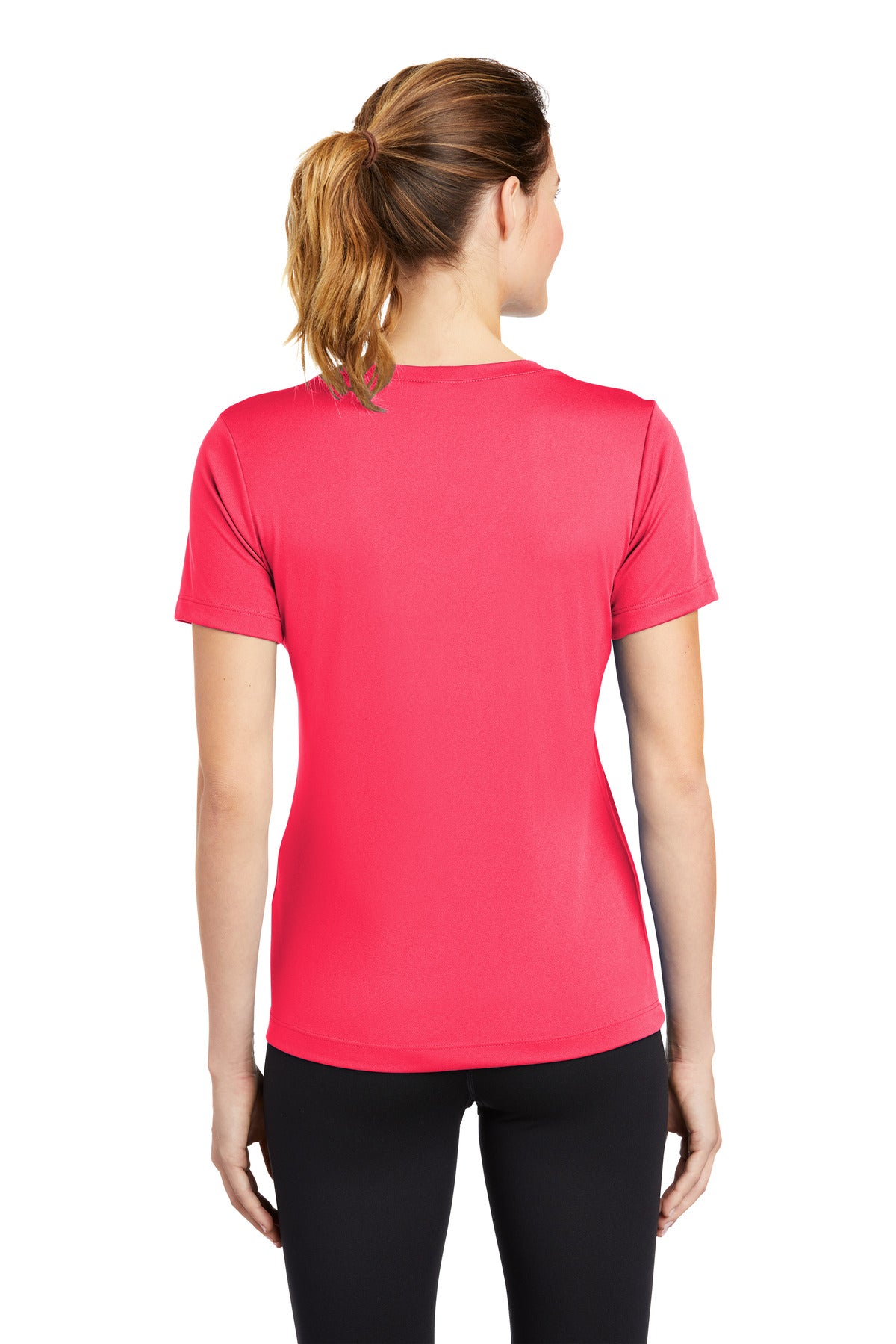 Custom Embroidered Sport-Tek Women's PosiCharge Competitor V-Neck Tee. LST353,Hot Coral