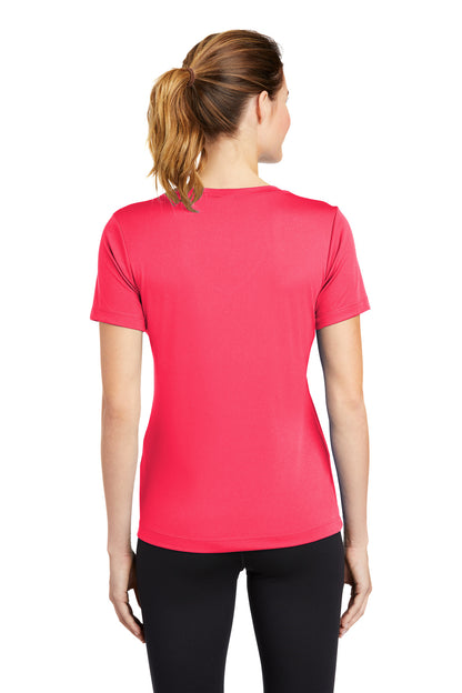Custom Embroidered Sport-Tek Women's PosiCharge Competitor V-Neck Tee. LST353,Hot Coral