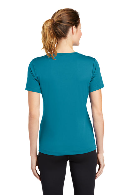 Custom Embroidered Sport-Tek Women's PosiCharge Competitor V-Neck Tee. LST353,Tropic Blue