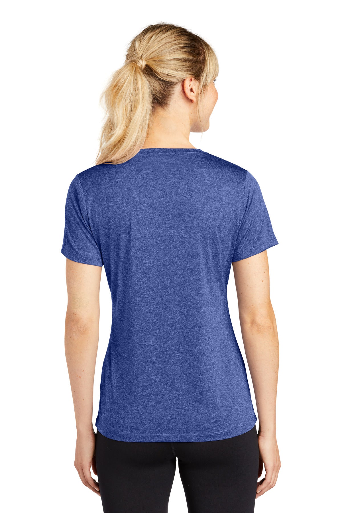 Custom Embroidered Sport-Tek Women's Heather Contender Scoop Neck Tee. LST360,Cobalt Heather