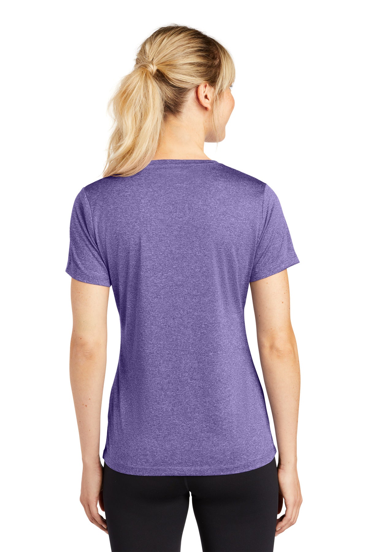 Custom Embroidered Sport-Tek Women's Heather Contender Scoop Neck Tee. LST360,Purple Heather