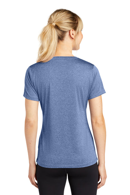 Custom Embroidered Sport-Tek Women's Heather Contender Scoop Neck Tee. LST360,True Navy Heather