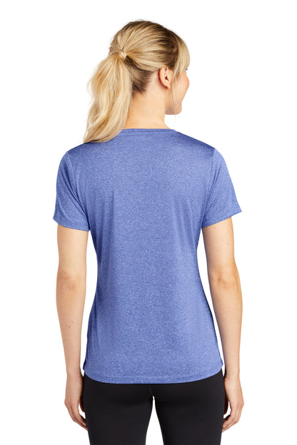 Custom Embroidered Sport-Tek Women's Heather Contender Scoop Neck Tee. LST360,True Royal Heather