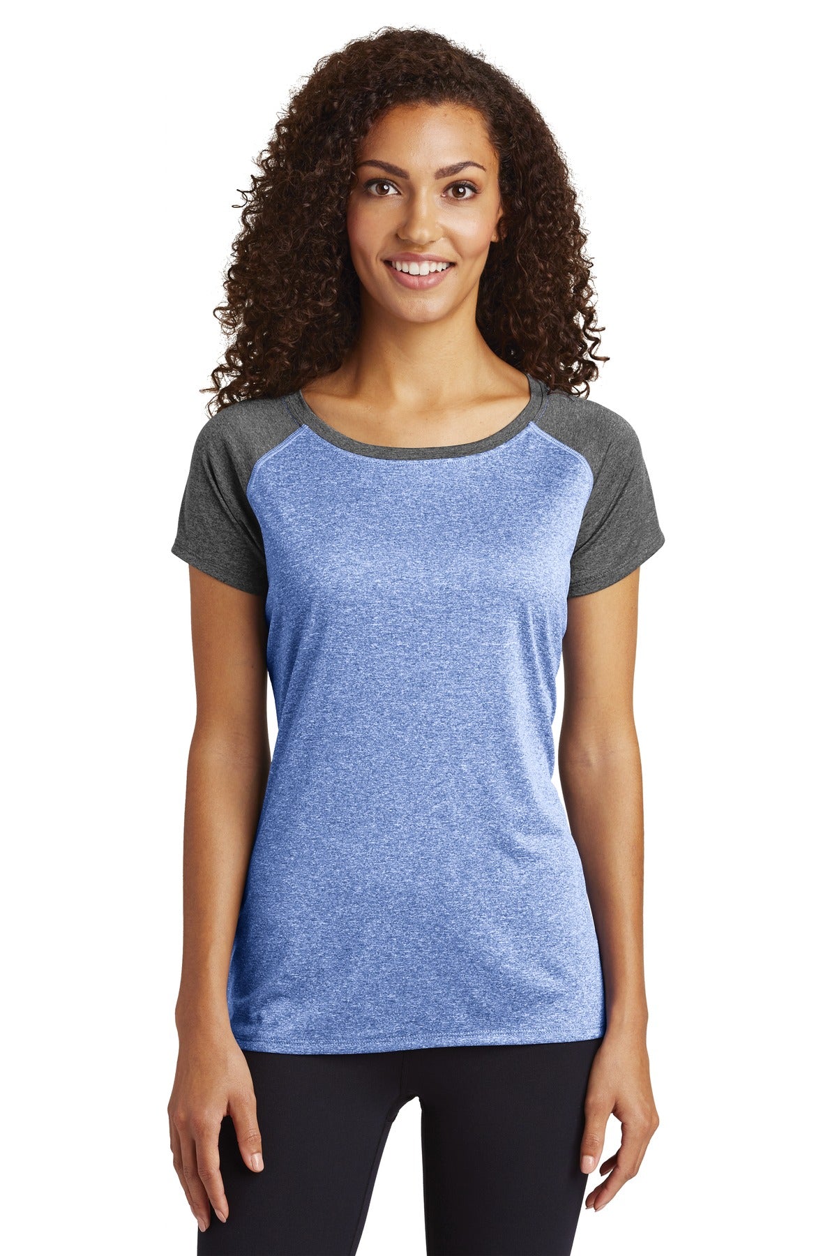 Sport-Tek  Women's Heather-On-Heather Contender  Scoop Neck Tee. LST362
