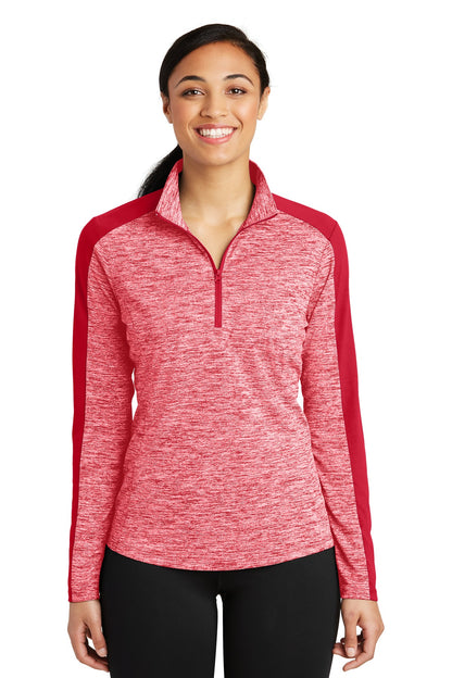Sport-Tek Women's PosiCharge Electric Heather Colorblock 1/4-Zip Pullover. LST397
