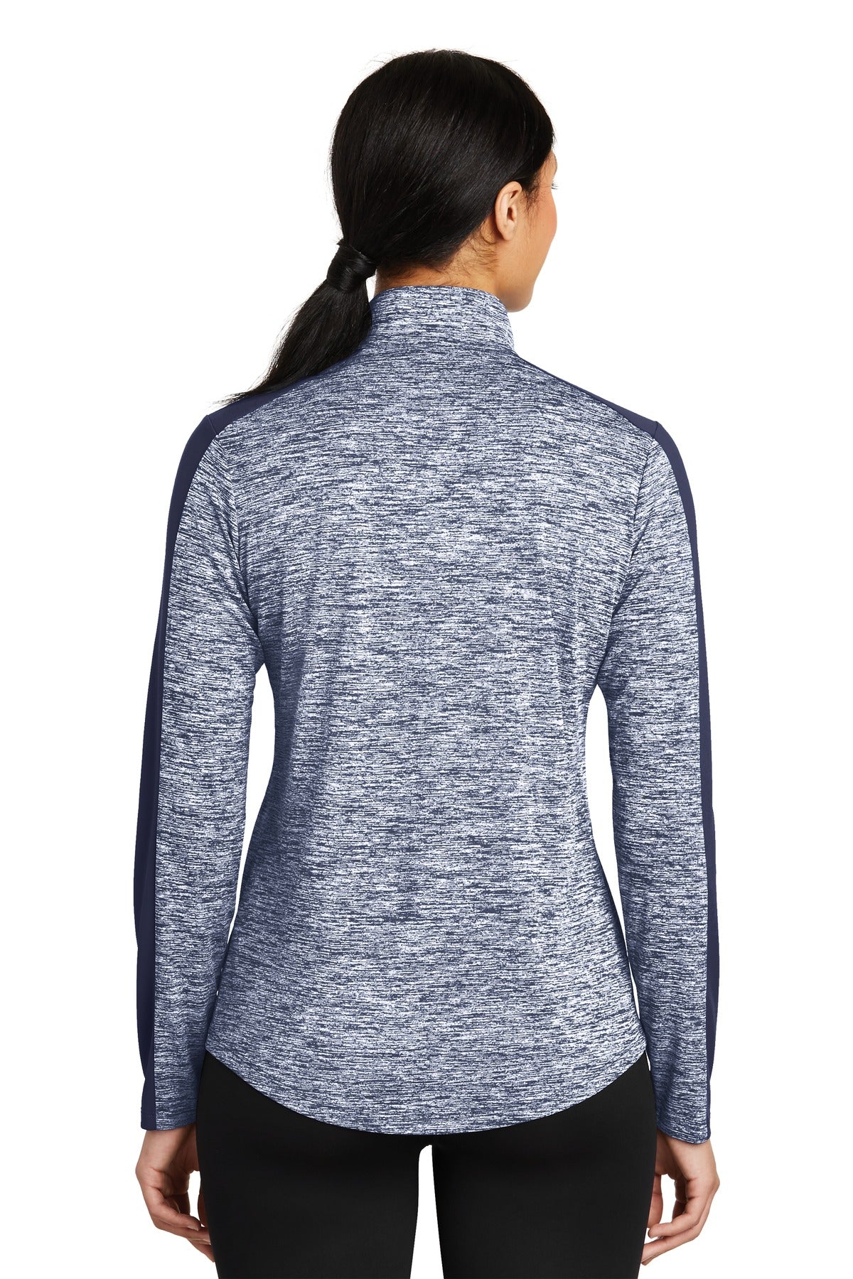 Custom Embroidered Sport-Tek Women's PosiCharge Electric Heather Colorblock 1/4-Zip Pullover. LST397,True Navy Electric/ True Navy