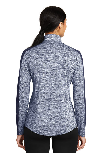 Custom Embroidered Sport-Tek Women's PosiCharge Electric Heather Colorblock 1/4-Zip Pullover. LST397,True Navy Electric/ True Navy