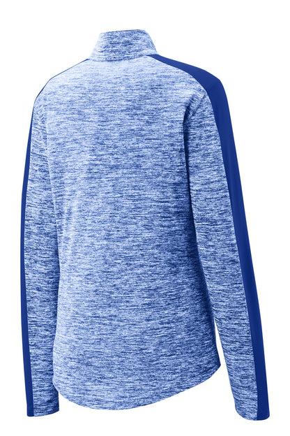 Sport-Tek Women's PosiCharge Electric Heather Colorblock 1/4-Zip Pullover. LST397